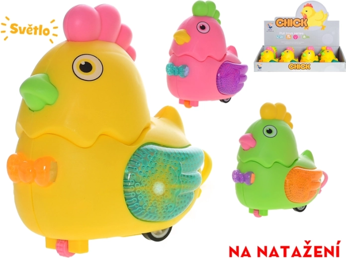 Kuřátko 10 cm na natažení se světlem (mix 3 barev)