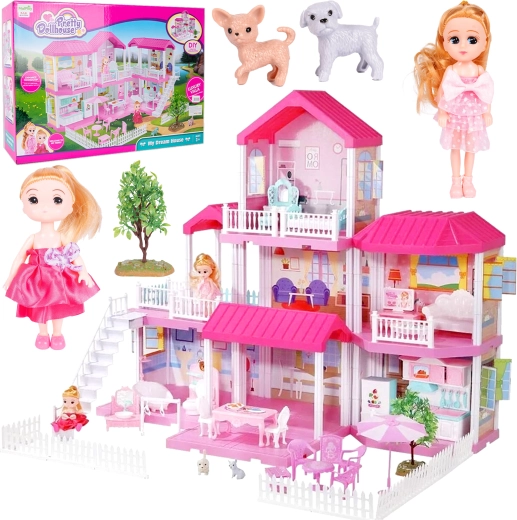 Domeček pro panenky 3 v 1, výška 71 cm