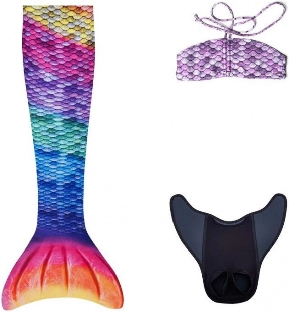 Duhový mořský ocas s monoplavetví AQUARIS + dětské bikini