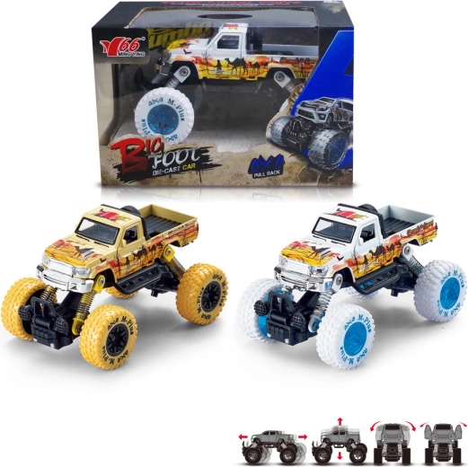 Terénní auto Big Foot pick-up 1:30 žluté/bílé s natahovacím pohonem