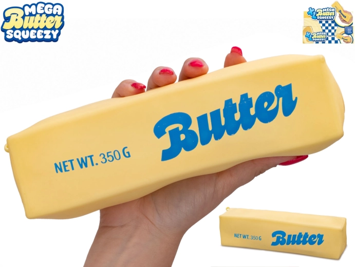 Mega squeeze strečová kostka másla XL antistresová mačkací hračka - 1 kus