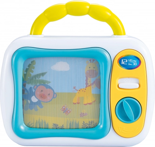 Pestrobarevná mini televize pro miminka s obrazovkou 23 × 22 cm