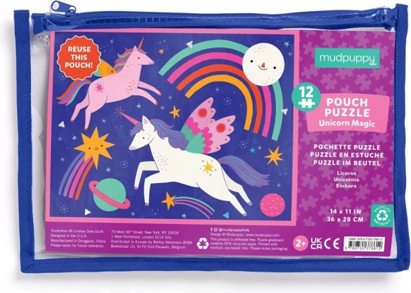 Mudpuppy puzzle Jednorožec Magic v taštičce - 12 dílků