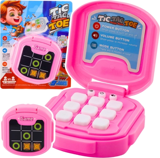 Elektronická hra piškvorky TIC TAC TOE, 9 režimů, růžová