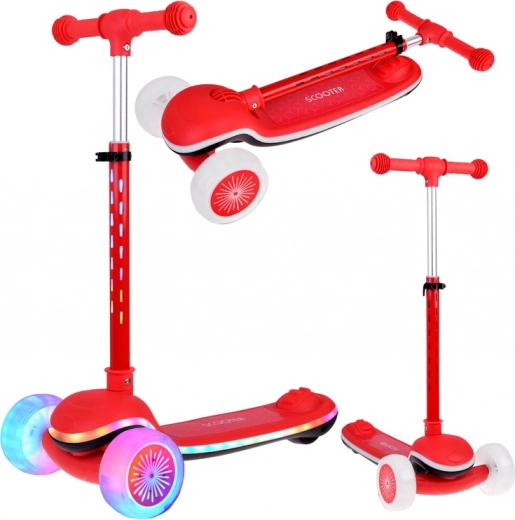Dětská tříkolová balanční koloběžka Scooter s LED osvětlením a hudbou – Červená