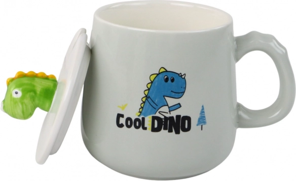 Keramický hrnek s motivem dinosaura a víčkem 350 ml