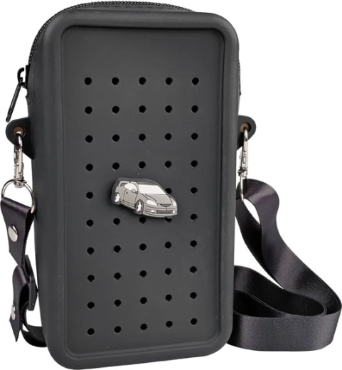 Gifty silikonová crossbody taštička černá s ozdobným pinem