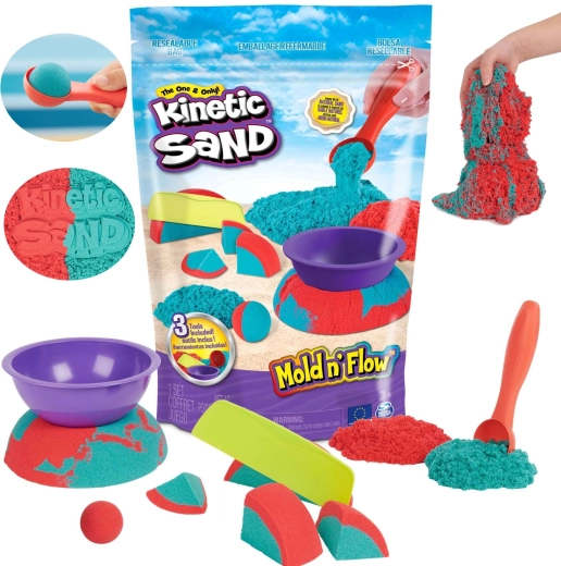 Kinetic Sand Mold 'n Flow kinetický písek se 2 barvami a 3 doplňky