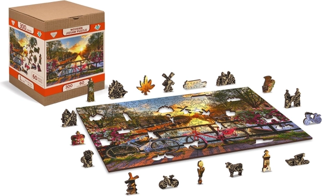 Dřevěné puzzle Kola v Amsterdamu 2v1, 150 dílků