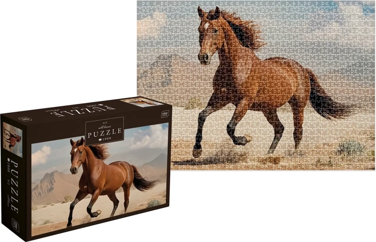 Puzzle Wild Horses: hnědý divoký kůň 1000 dílků