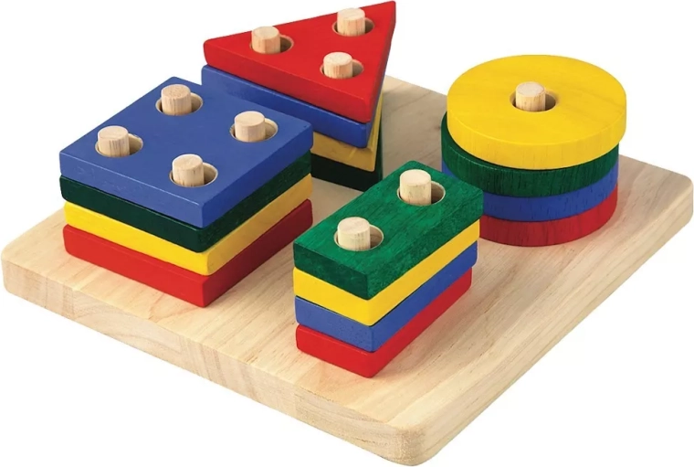 Dřevěná stohovací deska s geometrickými tvary PlanToys