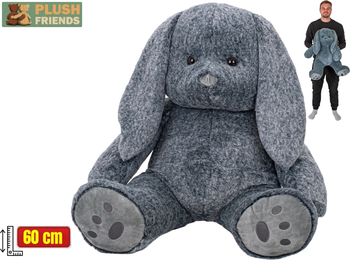 Plyšový králík sedící 60 cm šedý Plush Friends