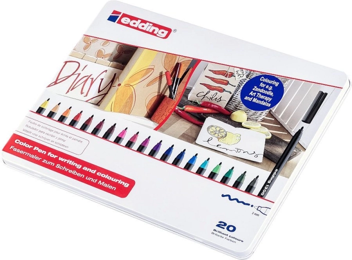 Fixy edding 1300 – sada 20 barev v kovové krabičce