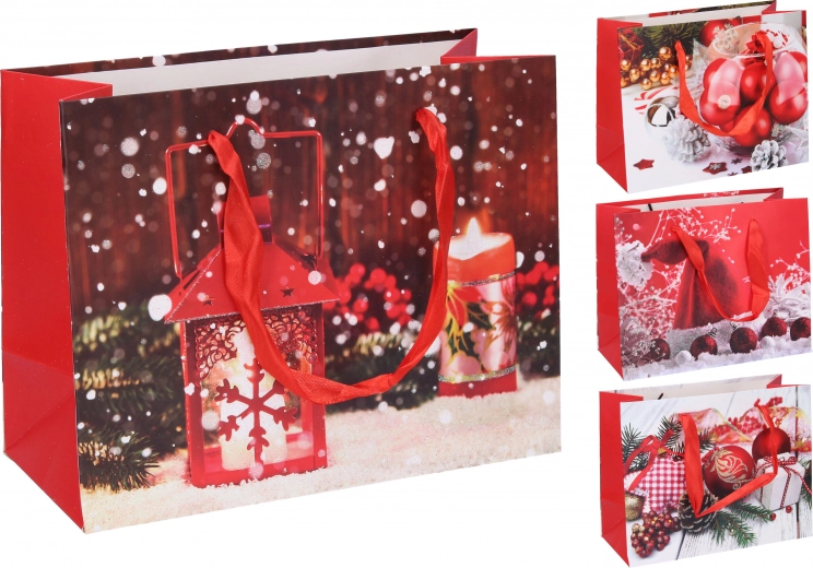 Dárková papírová taška vánoční, velikost s, 18 × 23 × 10 cm