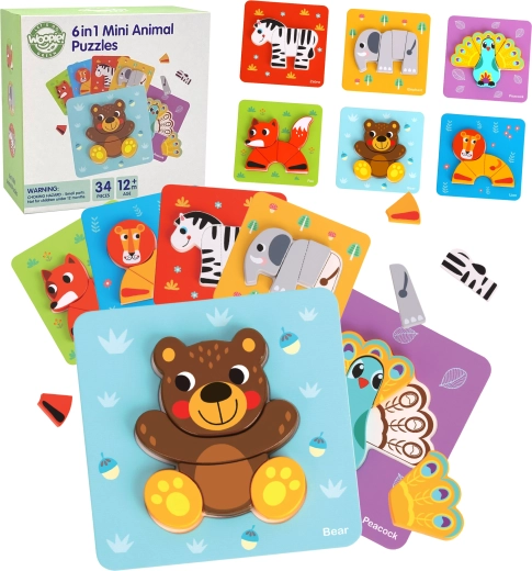 Dřevěné zvířátkové puzzle WOOPIE GREEN Montessori, FSC