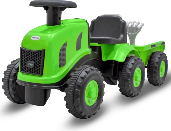 Dětské odrážedlo traktor s vlečkou a nářadím BABY MIX Benny – zelený