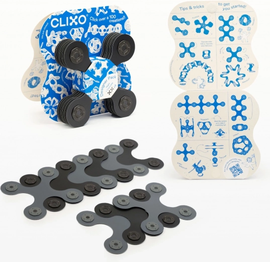 Clixo designer black & grey – magnetická stavebnice 9 ks