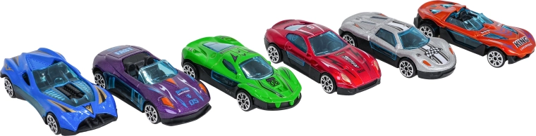 6 kovových autíček v balení