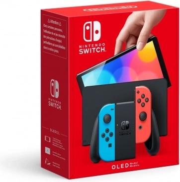 Nintendo Switch OLED model neonově modrý a červený