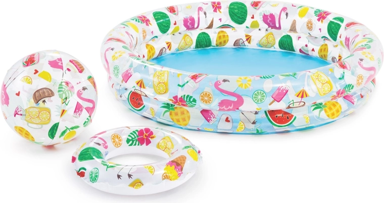 Nafukovací bazének s kruhem a míčem 122 × 25 cm Intex