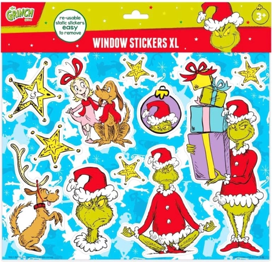 Grinch okenní samolepky na sklo – znovupoužitelné dekorace