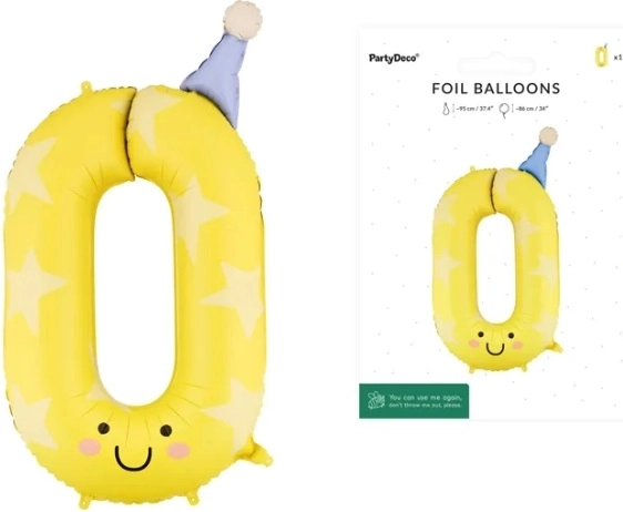 Fóliový balónek číslice 0 žlutý 86 cm