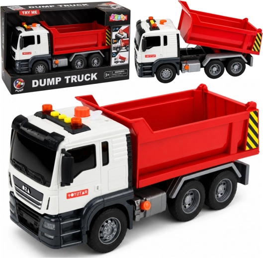 Dětský sklápěč Dump Truck se světly a zvuky, červeno-bílý