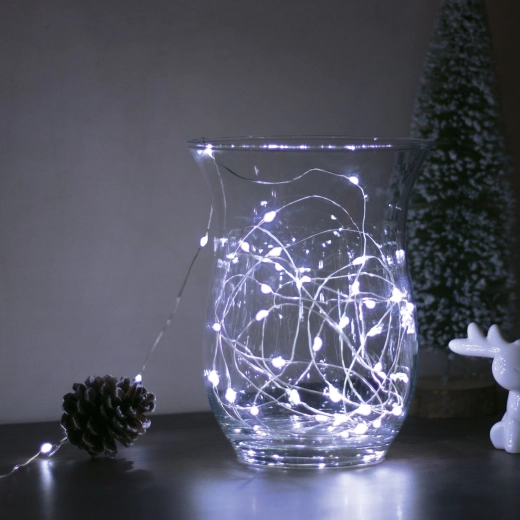 Vánoční LED světelný řetěz 5 m, 50 LED, studená bílá