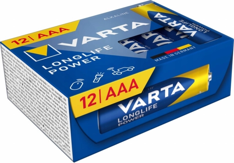 Alkalické baterie AAA VARTA Longlife Power, 12 ks