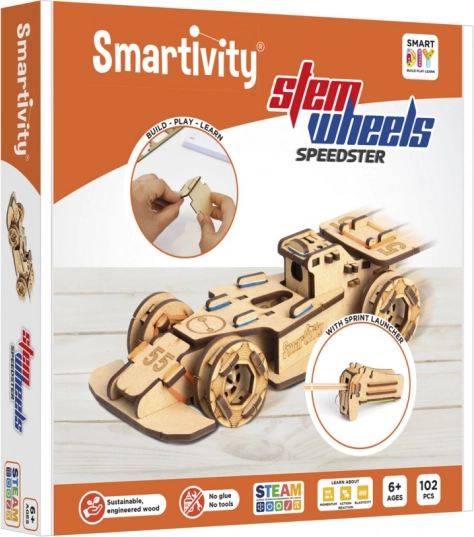 Smartivity formule – dřevěná konstrukční sada závodního auta s odpalovačem