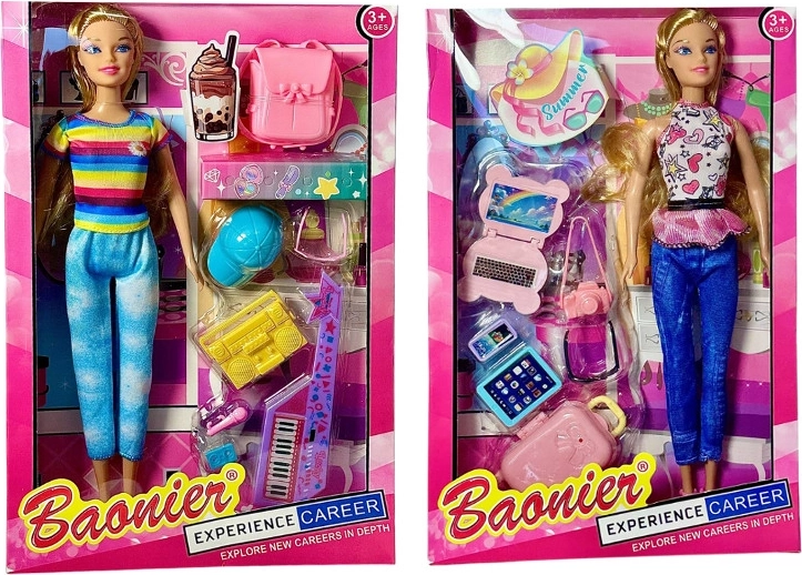 Lalka cestovatelka s doplňky