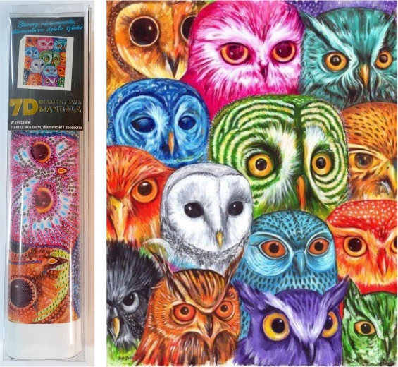 Diamantové malování Soví koláž 30 × 40 cm
