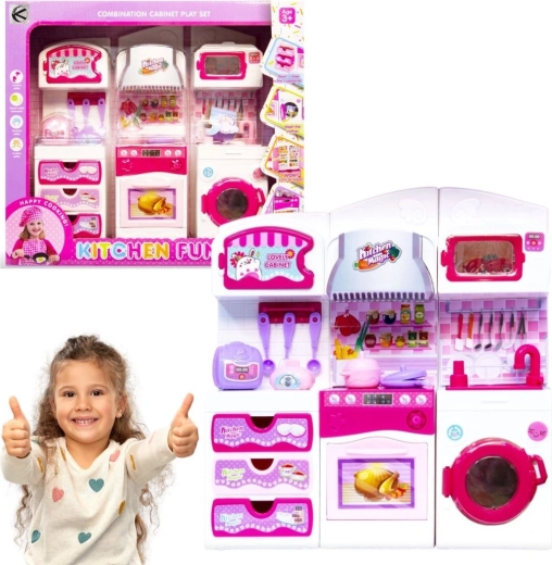Kuchyňský set nábytku pro panenky – růžový - 1 kus