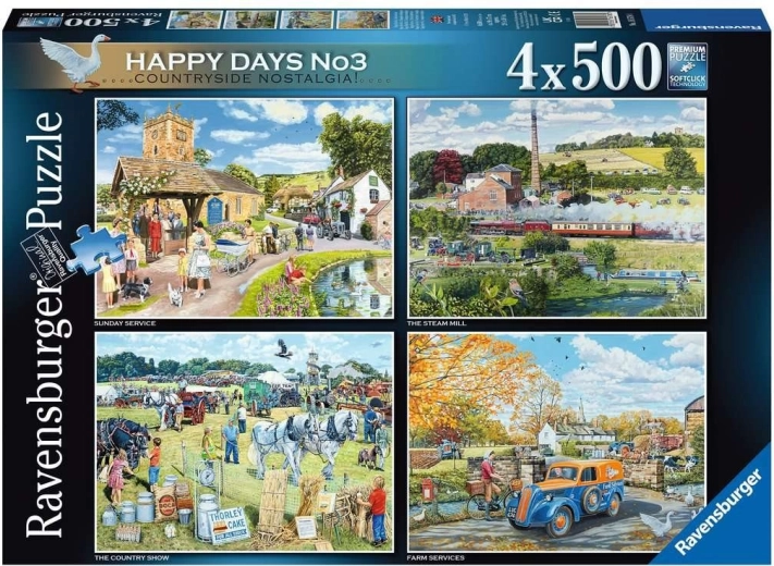 Ravensburger Puzzle Happy Days: vzpomínky na venkov 4x500 dílků