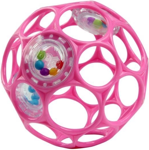 Oball chrastící míček rattle 10 cm tmavě růžový