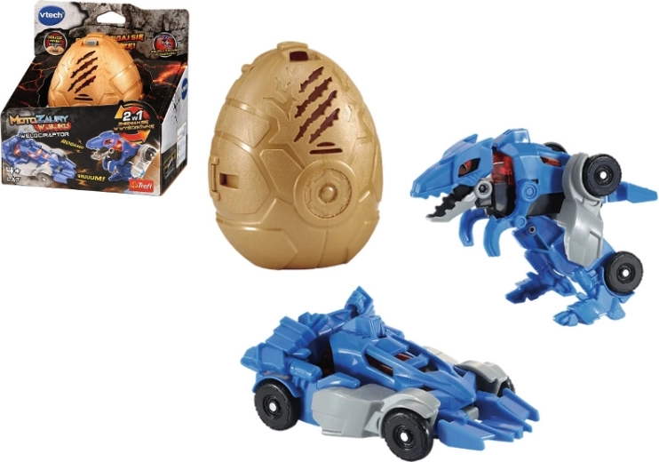 VTech Motozaurus Velociraptor v vajíčku – přeměnitelný dinosaurus na auto se světly a zvuky