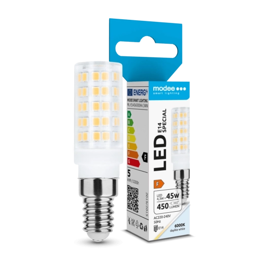 Modee Lighting LED keramická žárovka E14 4,3 W studená bílá 360°