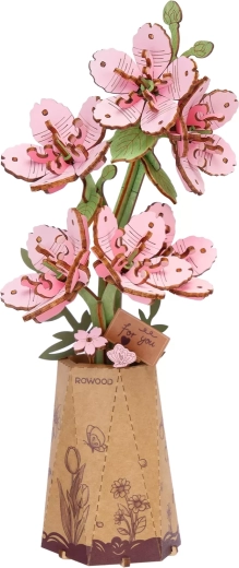 Dřevěná 3D kytice Sakura – stavebnice bez lepidla