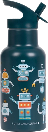 A Little Lovely Company nerezová dvoustěnná láhev na pití 350 ml roboti