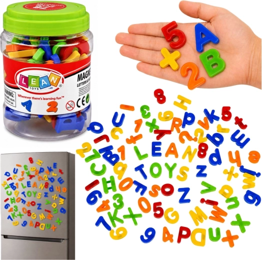 Magnetická písmena, číslice a matematické znaky ve sklenici – 79 dílků