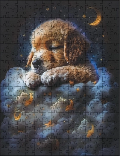 Dětské puzzle Pejsek v oblacích 300 dílků
