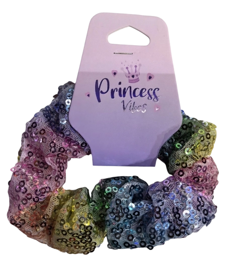 PINK gumička do vlasů scrunchie s flitry - 1 kus