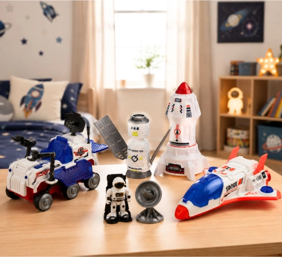 Vozidla pro celou misi: raketa, raketoplán i rover