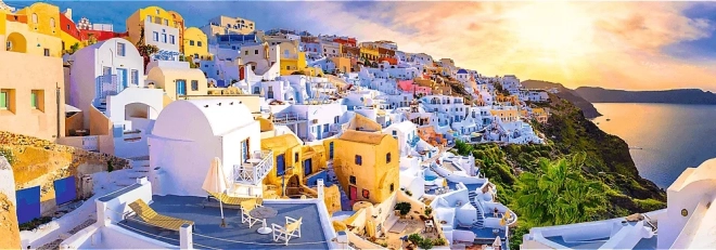 Puzzle panorama 1000 dílků – západ slunce na Santorini od Trefl