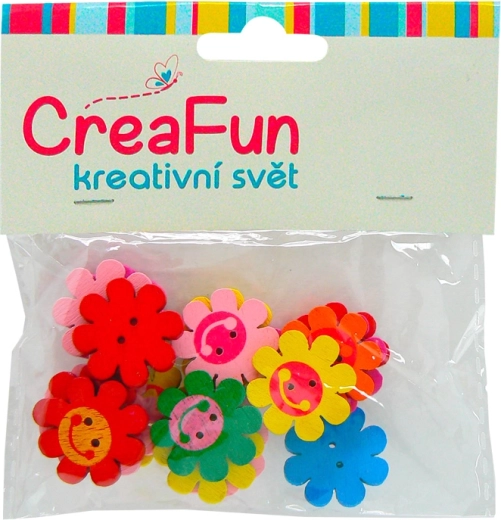 Dřevěné knoflíky květ – sada 20 ks, průměr 2,1 cm