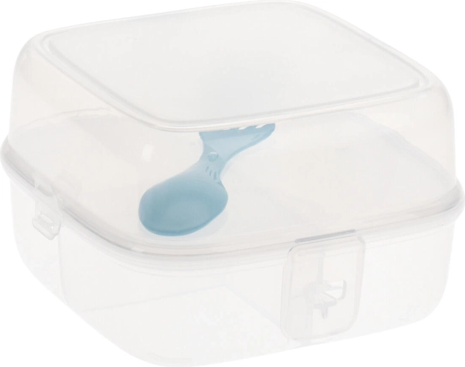 Dělený svačinový box s příborem, transparentní 15,5 × 15 × 9,5 cm