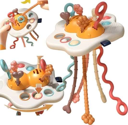 woopie baby montessori senzorická hračka ufo gryzák a chrastítko