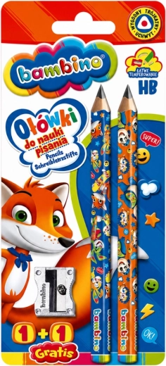 Trojhranné jumbo tužky na učení psaní Bambino 2 ks s ořezávátkem