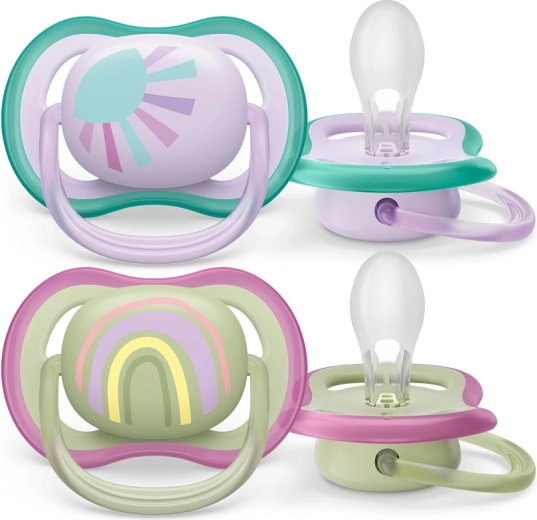 Philips AVENT šidítko Ultra Air Duha pro dívky 0–6 měsíců, 2 kusy