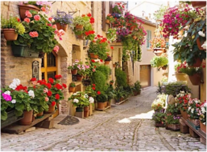 Norimpex diamantové malování Italská ulice s květinami 30 × 40 cm